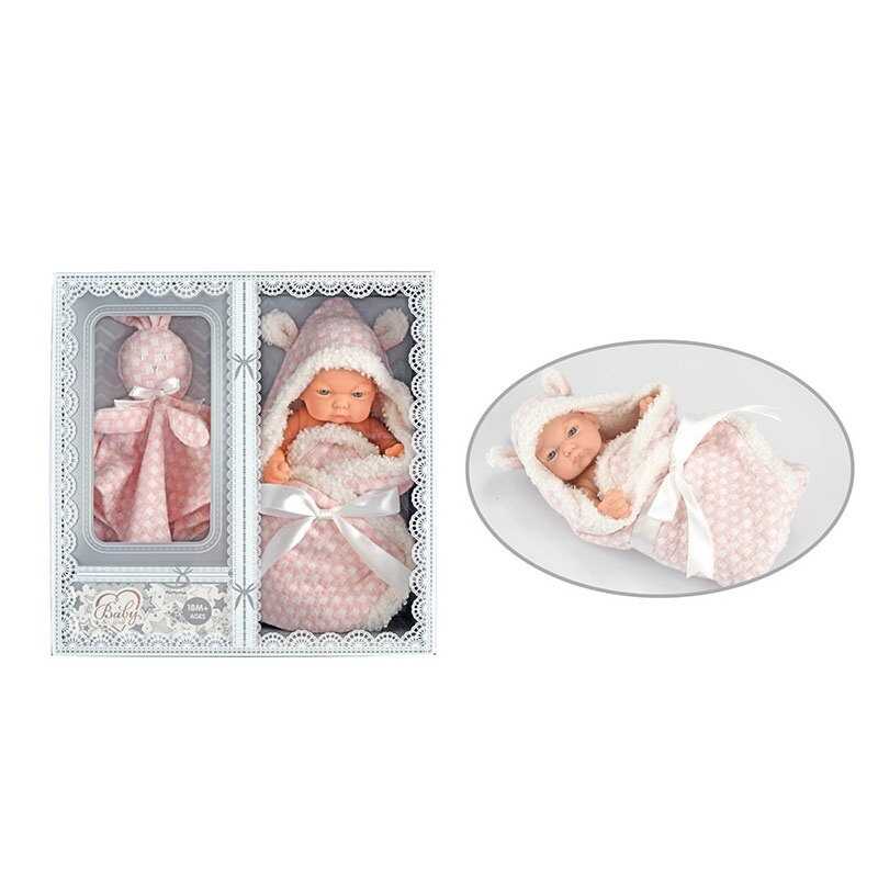 Пупс 215-2 (36/3) висота 25 см, рухомі кінцівки, плед з капюшоном, в коробці