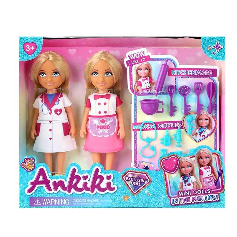 Набір ляльок 606039 (72) 2 ляльки, висота - 13 см, аксесуари, рухомі кінцівки, прошите волосся, гумова голова, в коробці