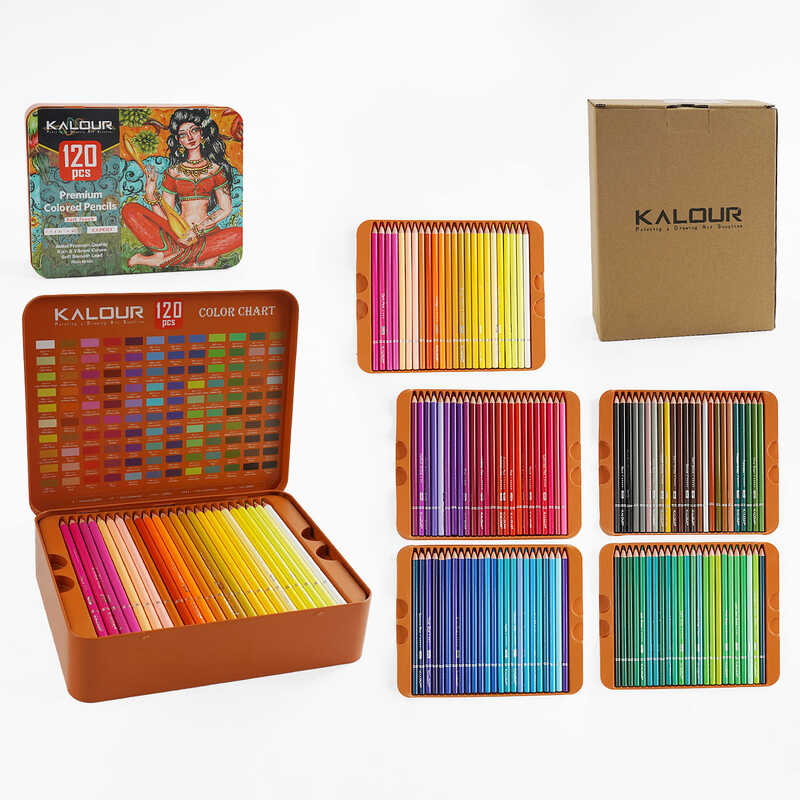 Набір для малювання C 69092 (12) 120 кольорових олівців, у металевому боксі та коробці