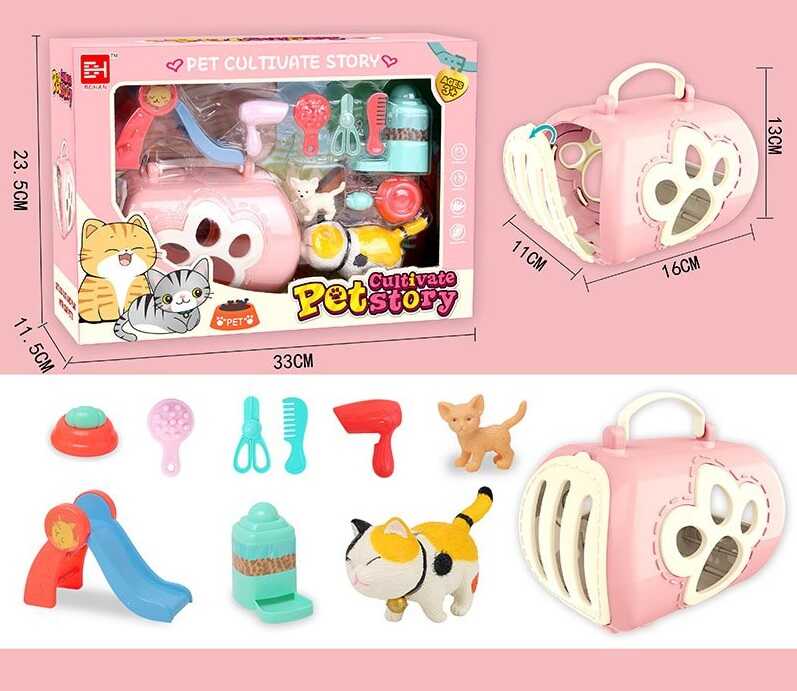 Домашні улюбленці 832-155 (36/2) 2 фігурки улюбленців, переноска, аксесуари, в коробці