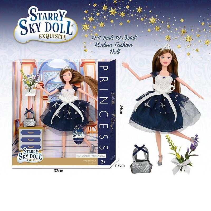 Лялька SK 025 A (48/2) висота 30 см, діадема, квіти, сумочка, в коробці