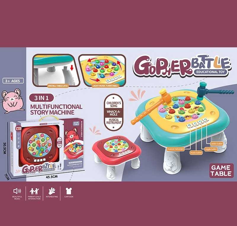 Стукалка 8636 (24) 2 кольори, на батарейках, мелодії, підсвічування, в коробці