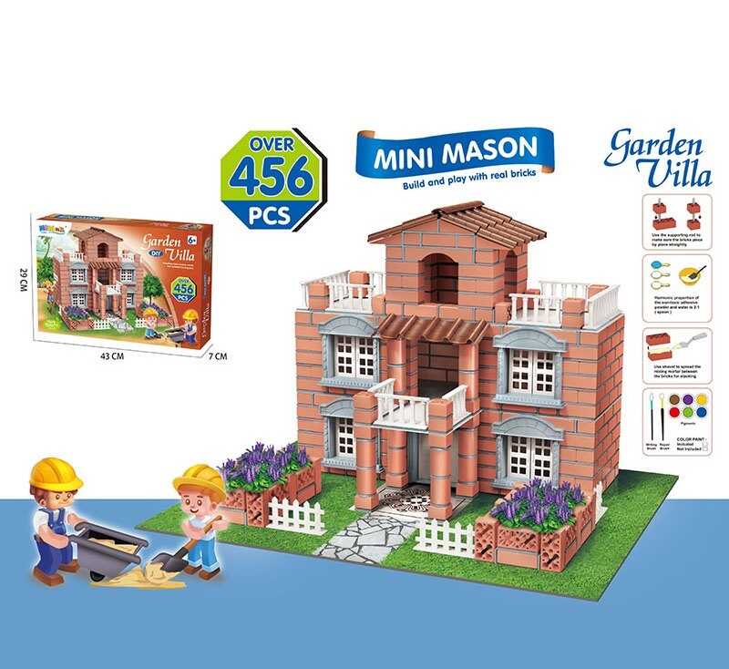 Конструктор NKT 316 (24) “Garden Villa”, 456 елементів, цегла+цементна суміш, в коробці