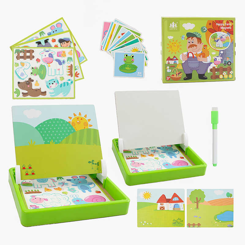 Дерев'яна магнітна дошка C 52502 (28) "Ферма", маркер, картки, магніт, назви англійською мовою, в коробці