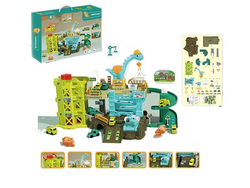 Трек ZX 663 A (16) “Будівельний майданчик”, механічний підйомник,  кран, 4 машинки, 2 ігрові фігурки, в коробці