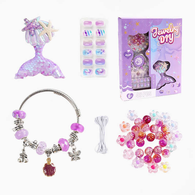 Набір прикрас PX 66093 (120/2) браслет, заколка, накладні нігті, намистини, в коробці