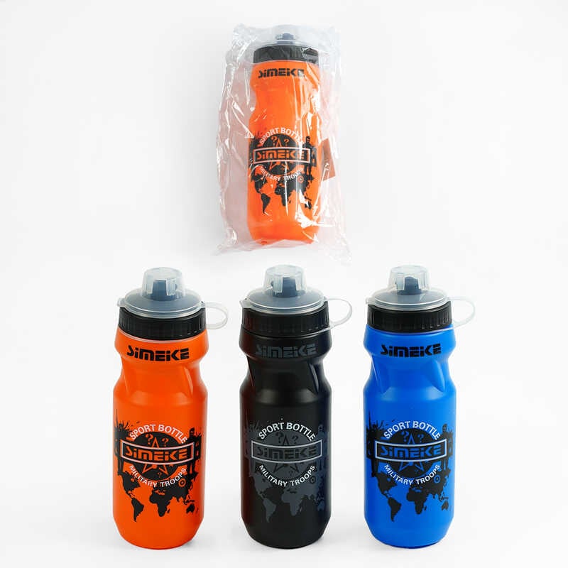 Пляшка для води C 64399 (100) 3 кольори, ВИДАЄТЬСЯ ТІЛЬКИ МІКС ВИДІВ, місткість 650 мл, діаметр 6 см, в пакеті