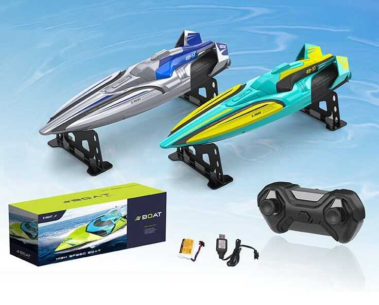 Катер на радіокеруванні 2080 (24) 2 кольори, акумулятор 7.4 V, USB-кабель, пульт керування на батарейках 2.4 GHZ, водонепроникний, працює на воді, в коробці, ВИДАЄТЬСЯ МІКС