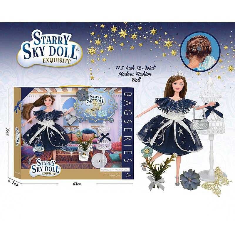 Лялька SK 032 C (24/2) висота 30 см, шарнірні суглоби, аксесуари, знімне взуття, манекен, штучні квіти, прикраси для волосся, в коробці