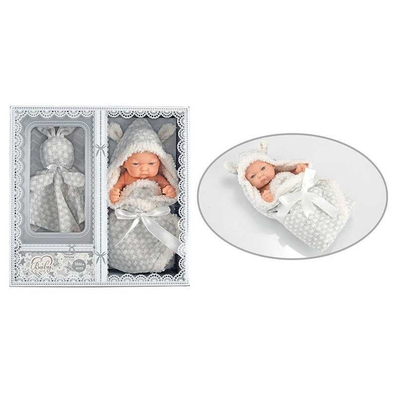 Пупс 215-1 (36/3) висота 25 см, рухомі кінцівки, плед з капюшоном, в коробці