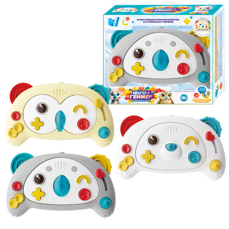 Джойстик "ФанГеймер" 64886 (48) "WToys", 3 кольори, ОЗВУЧУВАННЯ УКРАЇНСЬКОЮ МОВОЮ, 10 казок, 10 скоромовок, 10 пісень, підсвічування, тріскачка, в коробці, ВИДАЄТЬСЯ ТІЛЬКИ МІКС ВИДІВ