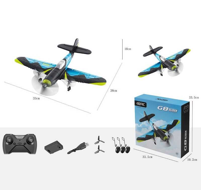 Літак на радіокеруванні  4 D-G 8 (20) акум. 3.7V, USB-кабель, шасі, запасні лопаті, пульт 2.4 GHz, підсвічування, в коробці