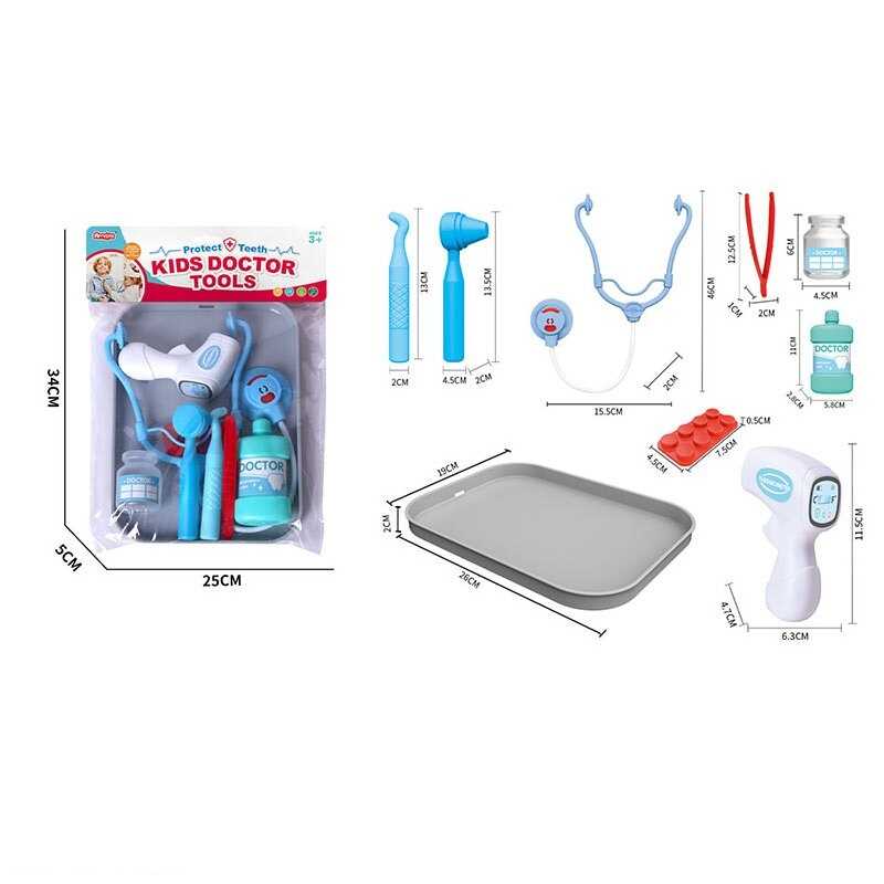 Набір лікаря A 80-5/6 (120/2) термометр, стетоскоп, таця, баночки з лікарським засобом, пінцет, пластина з таблетками, в пакеті