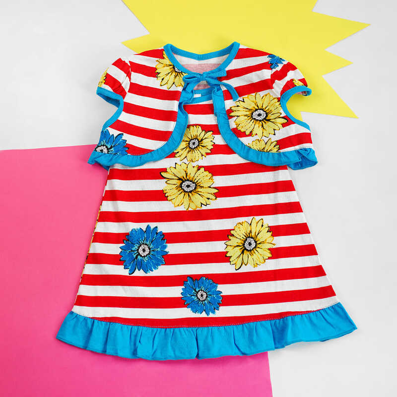 гр КП-191 "1" /р.92/ / в червону смужку / Комплект дитячий / сарафан + болеро /