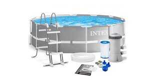 Intex Басейн каркасний 26726 NP (1) об'єм:16805л, розмір:457х122см, сходи, насос-фільтр 3785 л/год, драбина, тент, підстилка, в коробці