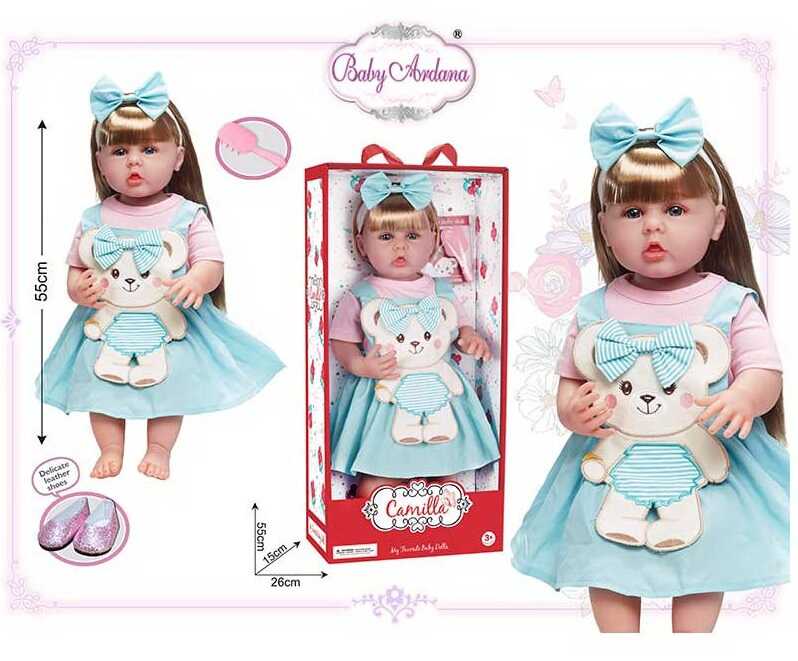 Лялька A 919 A (12/2) гумова, висота - 52 см, прошите волосся, рухомі кінцівки, щітка для волосся, взуття, в коробці