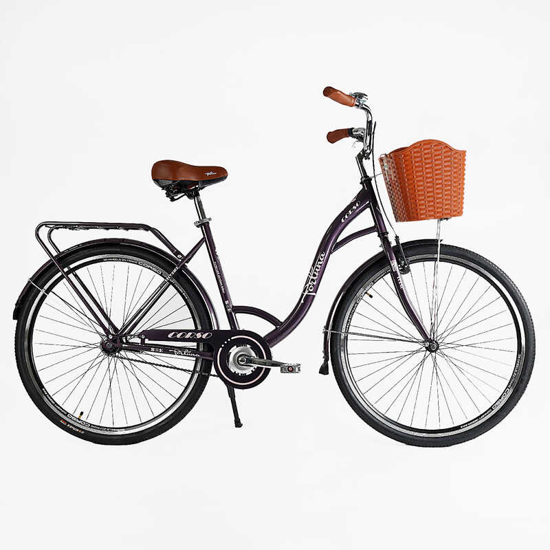 Велосипед міський Corso «FORTUNA» 28`` FR-28722 + КОШИК (1) одношвидкісний, сталева рама 20``, корзина, багажник