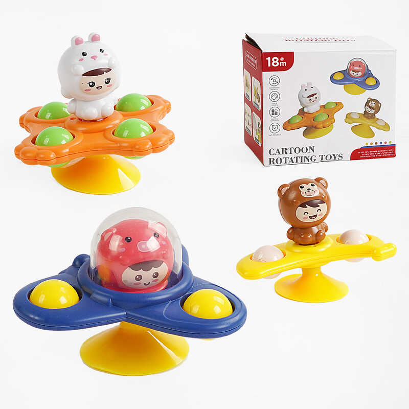 Брязкальце-спінер FXB 17 (120/2) 3 види, присоска, рухомі кульки, в коробці, ВИДАЄТЬСЯ МІКС ВИДІВ