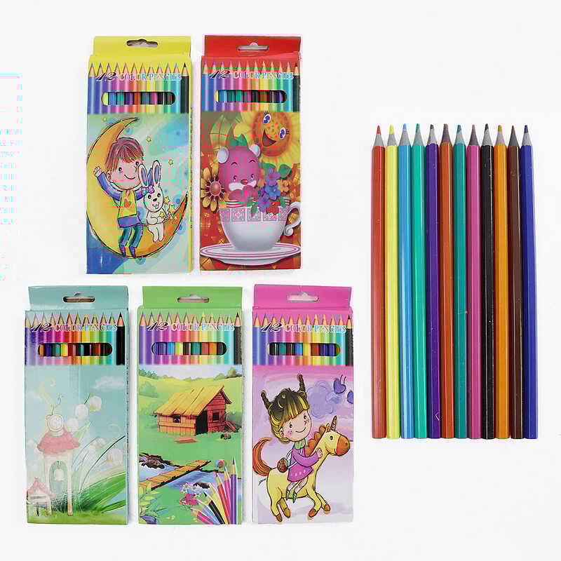 Олівці M 45626 (240) 12 кольорів, в коробці, ВИДАЄТЬСЯ ТІЛЬКИ МІКС ВИДІВ