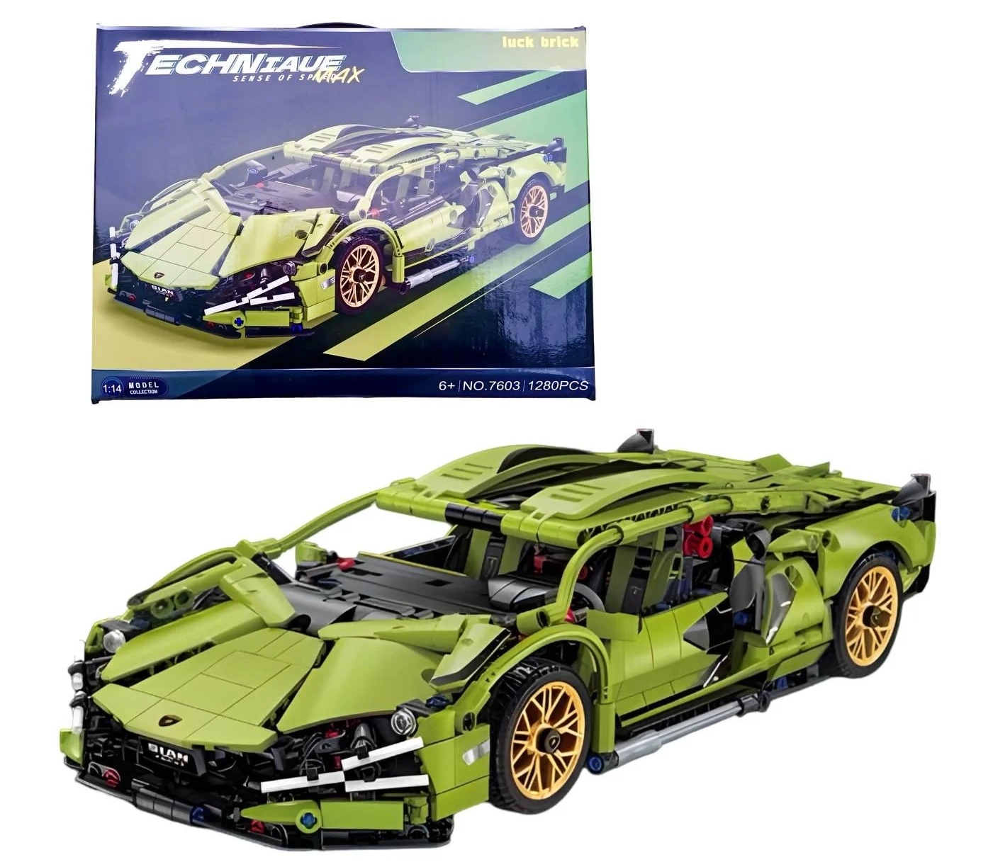 Конструктор 7603 , 1280 дет., Technic Lamborghini Dallas Green , коробка