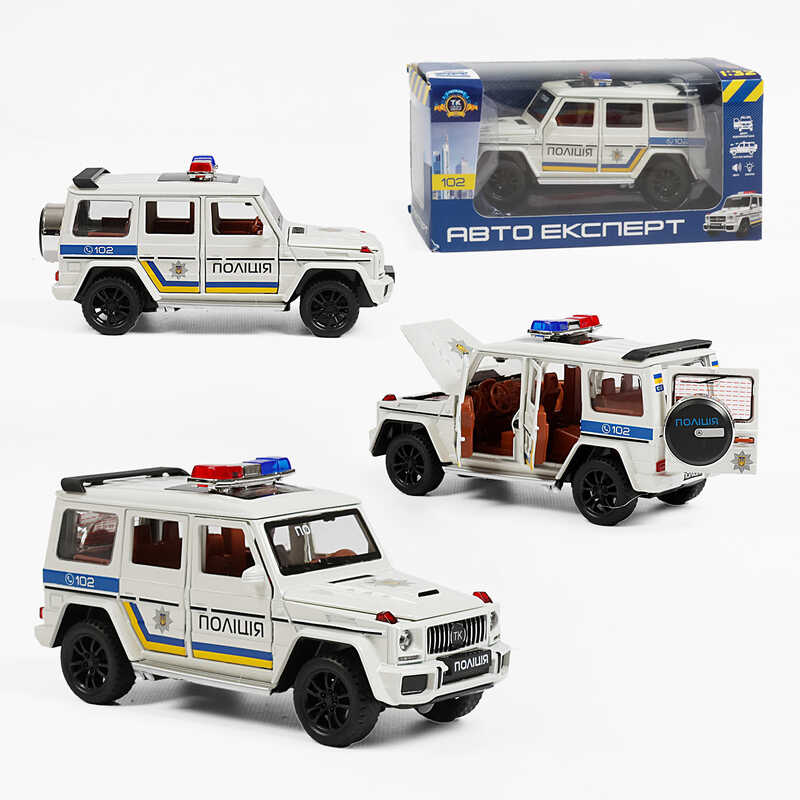 Машина 41393 (72/2) "Авто Експерт", "Поліція", металопластик, 1:32, звук, світло, інерція, відкриваються двері, в коробці