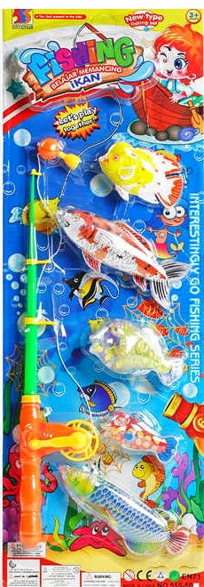 Риболовля 555-50 ,  магнітна, телескопічна вудка, 5 рибок, на листі