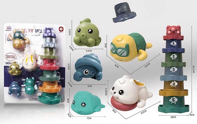 Гра для ванни 889-14 (72) 12 елементів, заводний механізм, гумові водяні пищалки, на листі