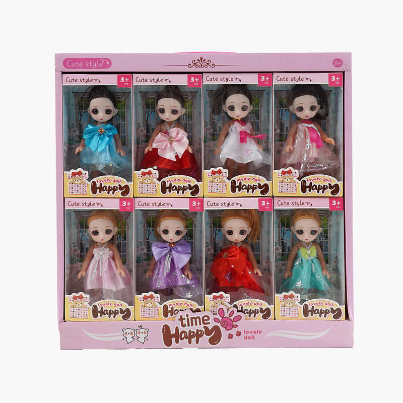 Набір ляльок 1910 Q1 (24/2) ЦІНА ЗА 8 ШТУК В БЛОЦІ, 15 см, імітація скляних очей, шарнірні суглоби, в коробці
