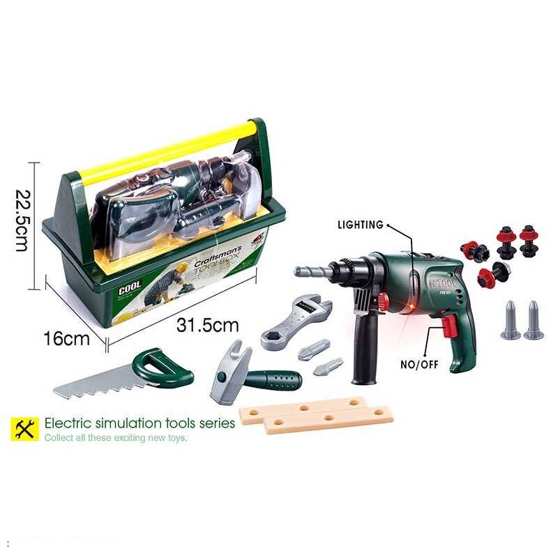 Набір інструментів G 276 (24/2) автоматичний шуруповерт з підсвічуванням, гайковий ключ, пила, молоток, деталі для збирання, в боксі