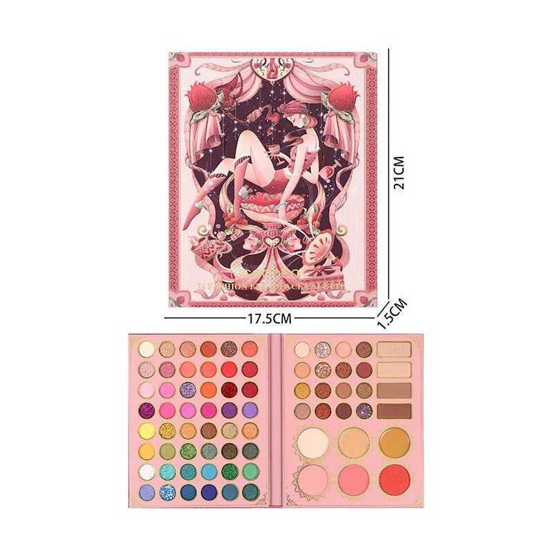 Косметика LK 5160 (96/8) 64 кольори тіней, рум'яна, контуринг, хайлайтер, у коробці