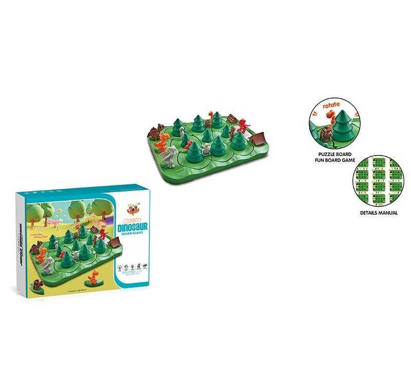 Настільна логічна гра T 246 (72/2) "Динозавряча гонка", фігурки динозаврів, ялинковий ліс, елементи обертаються, в коробці