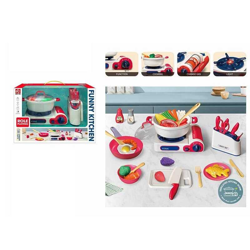 Набір кухаря RJ 5805 A (12) плита, підсвічування, звукові ефекти, мелодії, посуд, харчові продукти, в коробці