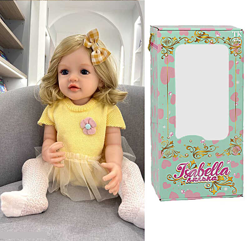 Лялька QM 130 (12) "TK Group", висота: 50 см, гумова, імітація скляних очей, пустушка, пляшечка, памперс, шкарпетки, прикраса, в коробці