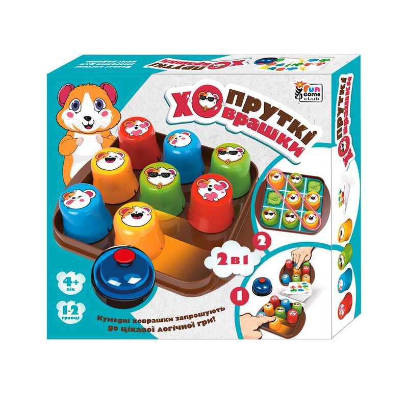 гр Настільна гра "Пруткі ховрашки" 79026 (18/2) "4FUN Game Club", дзвінок, 25 ігрових карток, ковпачки, наліпки, у коробці