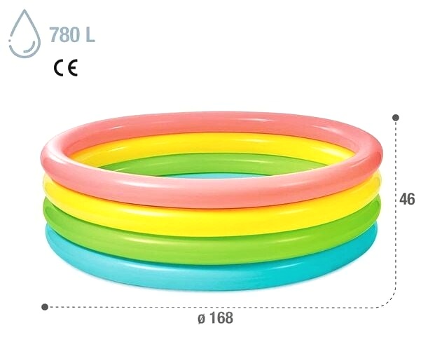 «Intex Басейн 56441 NP "Веселка" (6) 4 кільця, розміром 168-45см, обсяг: 780л при наповненні 80, від 3 років